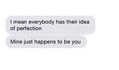 two text messages with one saying i mean everybody has their idea of perfection mine just happens to be you