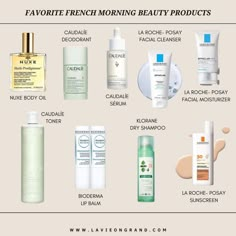 French Beauty Morning Routine | LaVieOnGrand Bioderma Lip Balm, Nuxe Body Oil, Clean Deodorant, Facial Routine Skincare, Best Dry Shampoo, My Morning Routine, Spring Capsule