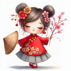 Geisha Art Illustrations, Geisha Cartoon, Geisha Character Art, Traditional Japanese Geisha Drawing, Japanese Art Prints, Cool Pencil Drawings, Cute Cartoon Images