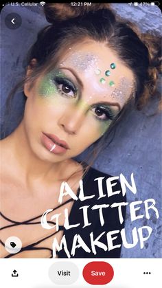 Alien Eye Makeup, Eyes Glitter Makeup, Halloween Hairstyles