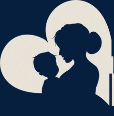 the silhouette of a mother holding her child