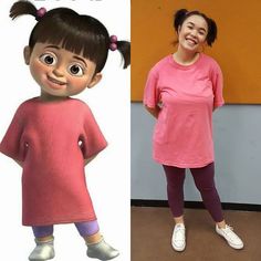 Costume For Work Appropriate, Simple Cute Costumes, Adult Boo Costume Monsters Inc, Disney Inspired Halloween Costumes, Simple Work Halloween Costumes, Work Appropriate Halloween Costumes Diy, Diy Pixar Costumes, Halloween Costumes Appropriate For Work, Pixar Costumes Diy