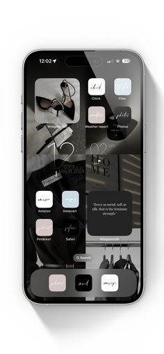 an iphone screen with the image of shoes and accessories on it, all connected to one another