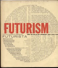 an old book with words written in red and black on the cover, which reads futuraism