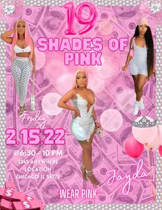 Baddie Party Invitations, 13 Shades Of Pink Party Invitations, 16 Shades Of Pink Invitations, 16 Shades Of Pink Party Invitation, Invite Ideas Birthday, 17 Shades Of Pink Party, 19th Birthday Invitations, Baddie Birthday Invitations, Shades Of Pink Invitations