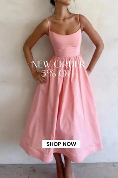 Fashion Party Solid Color Sleeveless A-Line Loose Elegant Chic Casual Midi Dress Casual Midi Dress, Midi Dress Chic, Midi Dress Formal, Chic Casual, Midi Dress Casual, Elegant Chic, Wedding Outfits, Dress Formal, Club Dresses