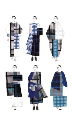 four different types of kimonos are shown