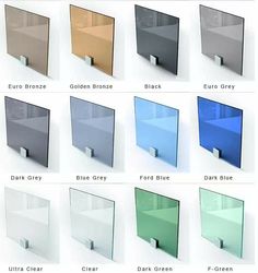 the different colors of glass are shown here