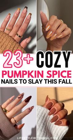 End Of October Nails, Nail Fails, Spice Nails, Pumpkin Nail Designs, Pumpkin Spice Nails, Pumpkin Nail, Sunset Nails, Orange Nail Designs, Brown Nails Design