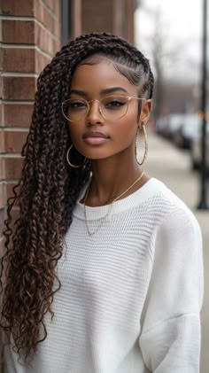 Braid Extention Hairstyles, Birth Hairstyles For Black Women, Medium Thick Braids, Boho Knotless Twists, Jumbo Boho Knotless Braids, Box Braids Jumbo, Elegant Braids, Boho Knotless, Braids Twist