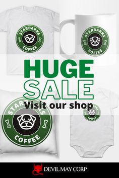 a coffee shop ad with the words huge sale visit our shop