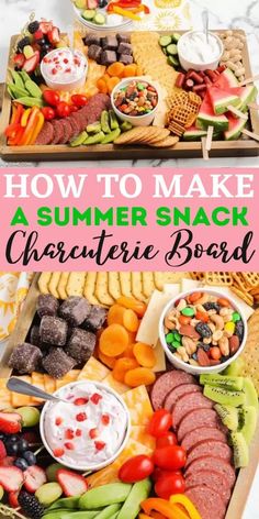 two trays filled with different types of food and the words how to make a summer snack