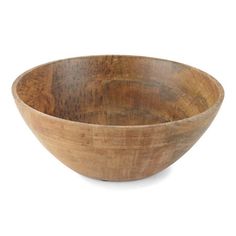 a wooden bowl on a white background