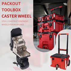 Steel Construction Front Wheels Packout Rolling Tool Box Caster Wheel Effortless Sliding Smooth Rolling Tool Box, Milwaukee Packout, Casters Wheels, Caster, Tool Box, Steel Construction, Milwaukee, Home Appliances, Wheel