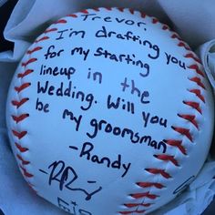 a baseball with the words i'm dreaming for my wedding in the writing on it