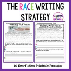 the race writing strategy is shown in purple and white with text that reads,'10 non