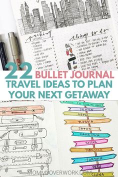 Is your goal to travel? Then you’ll love these great BULLET JOURNAL TRAVEL log layout ideas and spreads. Let me take you on a journey from a bucket list wishlist, to an itinerary tracker and map page in your travelers notebook, to saving up the budget, to enjoying your travels, to capturing your memories in a scrapbook, with diary entries and doodles. Get bujo inspiration from these unique and creative travel journal ideas to plan your next getaway. Bujo Travel Planning, Travel Journal Pages Ideas, Creative Travel Journal Ideas, Travel Diary Ideas, Travel Journal Title Page, Crazy Journal, Diary Layout, Trip Diary Travel Journals