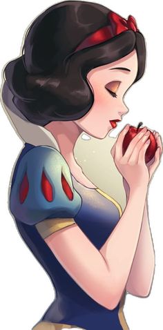 snow holding an apple in her hands