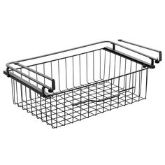 a metal wire basket with two handles