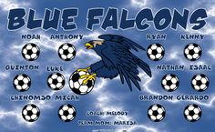 the blue falcon's soccer team is depicted in this graphic art printable poster