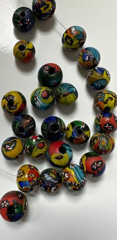 Vintage Multicolor Spacer Beads, Artisan Round Spacer Beads, Wooden Beads For Jewelry Making, Vintage Large Round Beads, Vintage Wooden Round Beads, Large Multicolor Round Beads, Multicolor Large Round Beads, Unique Round Beads For Healing, Vintage Wooden Beads