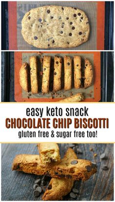 easy keto snack chocolate chip biscotti gluen free and sugar free too