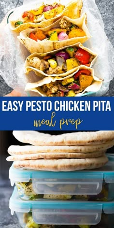 easy pesto chicken pita wraps are the perfect way to use up leftover tortillas