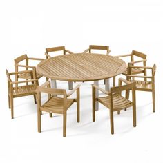 a wooden table with six chairs around it