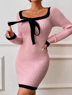 Pink Sweater Dress, Bodycon Sweater Dress, Women Sweater, Mode Inspo, Knitwear Women, Crochet Dress, Look Fashion