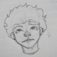 a drawing of a person with curly hair