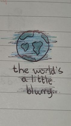 a piece of paper with the words, the world's a little blurry