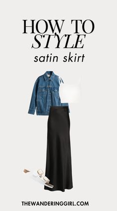 Satin Black Skirt Outfit, Midi Satin Skirt Outfit, Silk Maxi Skirt Outfit, Black Silk Skirt Outfit, Black Satin Skirt Outfit, Black Skirt Outfit Summer, Slip Skirt Outfit, Silk Skirt Outfit, Long Satin Skirt