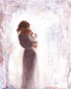 a painting of a woman holding a baby in her arms