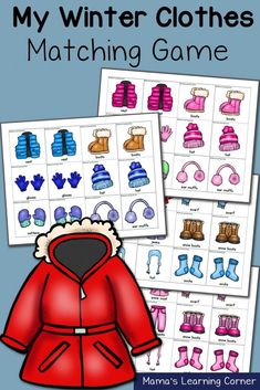 winter clothes matching game for kids to learn how to match the coat and boots with pictures