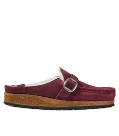 Women's Birkenstock Buckley Clogs, Suede Shearling | Casual at L.L.Bean Birkenstock Buckley Outfit, Shearling Outfit, Birkenstock Buckley Clog, Birkenstock Buckley, Maroon Shoes, Outfit Fall, Cooler Weather, Ll Bean, Casual Shoes Women