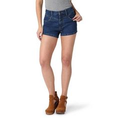 From the moment you slip into our women's Wrangler Retro high-rise hemmed short, you won't want to wear anything else all summer long. These denim shorts are thoughtfully made from a partially recycled cotton blend with just a hint of stretch for comfort. They come with a 10 1/4" rise to accentuate your shape and a 3 1/2" length for showing off your legs. Plus, these high-rise shorts come with our signature five-pocket styling, W' embroidery, and a Wrangler rope logo patch for an extra stamp of Wrangler Cutoff Shorts, Mid-rise Utility Jean Shorts In Cotton, Retro Denim Jean Shorts With Built-in Shorts, Urban Outfitters High-rise Cotton Jean Shorts, Utility Denim Shorts, Short Length, High Rise Shorts, Plus Size Shorts, Plus Size Jeans, High Rise