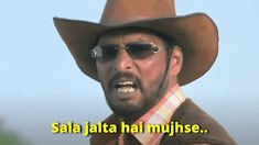 a man wearing a cowboy hat and sunglasses with the words sala jatta hai mujhuse