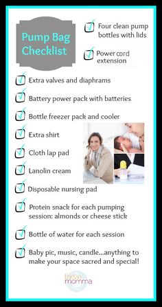 the pump bag checklist is shown with instructions for how to use it and what to put