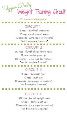 an iphone screen showing the weight training circuit