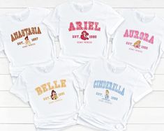 Disney Princess Est Shirt, Princess Arial Cinde Belle Anastasia Aurora Shirt, Disney Family Shirt,cute Disney Shirt Disney Princess Birthday Shirt, Aurora Shirt, Princess Birthday Shirt, Anastasia And Drizella, Cute Disney Shirts, Disney Family Shirt, Disney Princess Shirts, Baby Birthday Ideas, Disney Shirts For Men