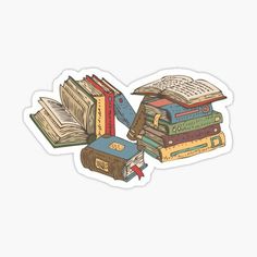 a stack of books sticker