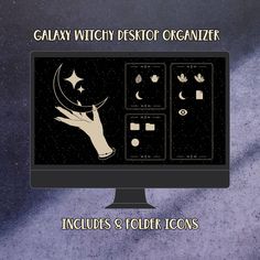 an image of a computer screen with the caption galaxy witch desktop organizer includes folder icons