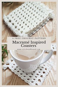 a crochet pattern for a coffee cup and saucer