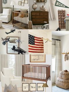 a collage of photos with baby's room furniture and decor in different styles