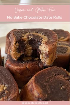 vegan and gluten - free no bake chocolate date rolls on a plate