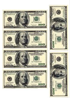 four twenty dollar bills are shown in three different positions, each with the same image on it