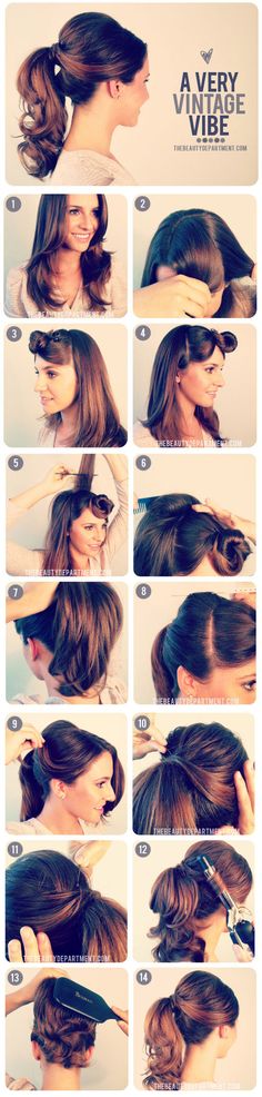 Retro pinup ponytail #1950s #1960s #hairstyle Art Hairstyles, Easy Updo, Vintage Hairstyles, Hair Skin