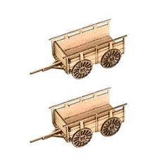 two wooden wagons with wheels on each side