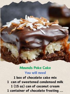 there is a chocolate cake with nuts on top and the words, you will need 1 box of chocolate cake mix