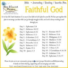 a yellow flower with the words, bible journal for children and adults faithful god